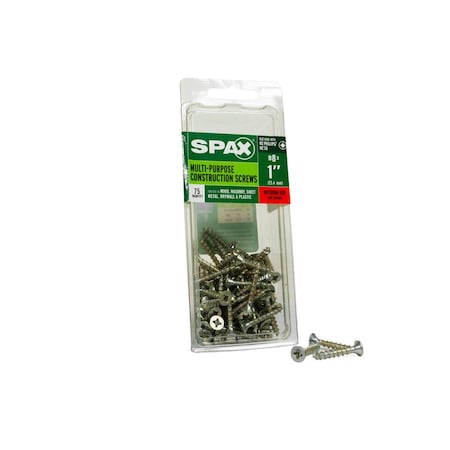 Spax #8 x 1 in Interior Wood Screws Construction Flat Head Phillips Square Unidrive, 75PK 41010104002542