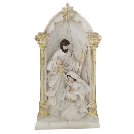 Santas Forest Nativity Scene, 13.5 in H, Nativity Scene Figurine, Resin, White/Gold 89939