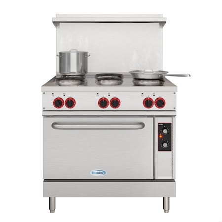Koolmore 36 In. Commercial Electric Range with 6 Burners and 1 Standard Electric Oven - 208V 3 Phase KM-CR36-E