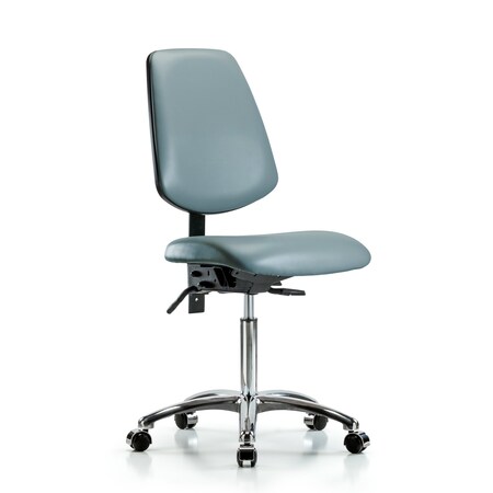 Blue Ridge Ergonomics Vinyl Chair Chrome, Med Bench, Med Back, Casters, Storm BR-VMBCH-MB-CR-T0-A0-NF-CC-8822