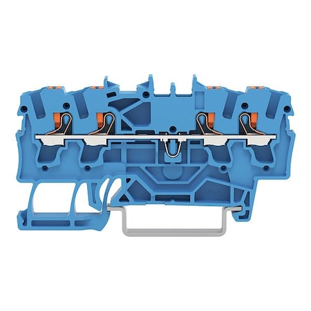 Wago Terminal Block, 2.75" L, 1.55" W, 800V, Blue 2202-1404