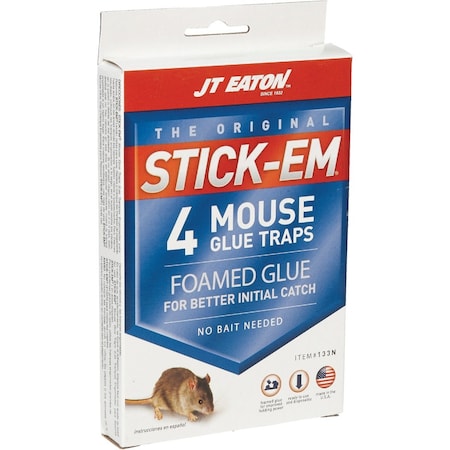 Jt Eaton Stick-Em Glue Mouse Trap, 4PK 133N