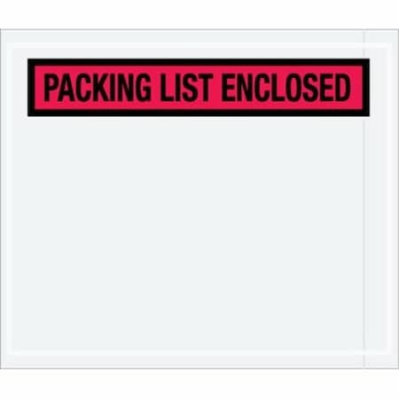 Zoro Select Packing List Envelopes, Red, PK1000 PL491