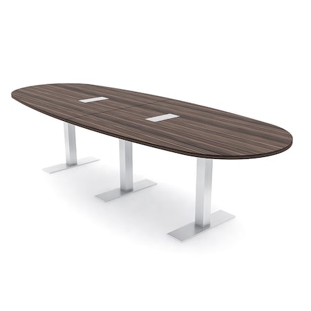 Skutchi Designs 12ft Boval Conference Table With Power | Harmony Series | 12 Person Meeting Room Table HAR-BOVL-48X144-T-H3041-ESIL