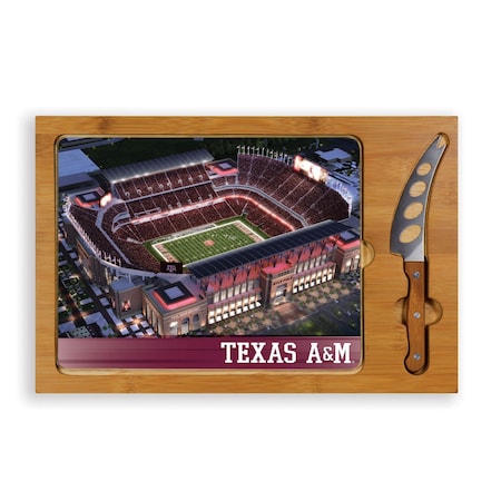 Picnic Time Family Of Brands NCAA Texas A&M Aggies Icon Glass Top Cutting Board & Knife Set 910-00-505-566-0