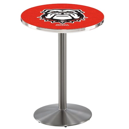 Holland Bar Stool Co 42" Stainless Steel Georgia "Bulldog" Pub Table, 36" dia. Top L214S4236GA-Dog