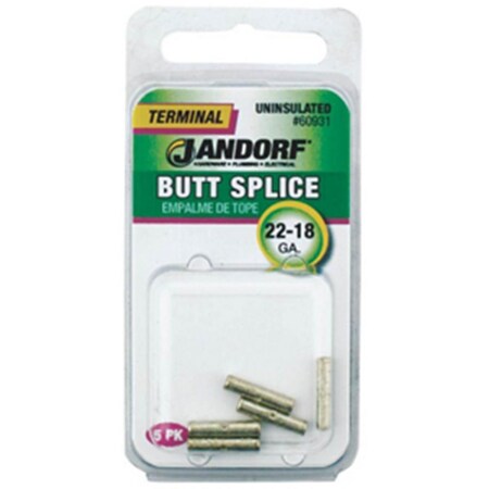 Jandorf Specialty Hardw 60931 Uninsulated Butt Splice Terminal - 22-18 ga. 3401395