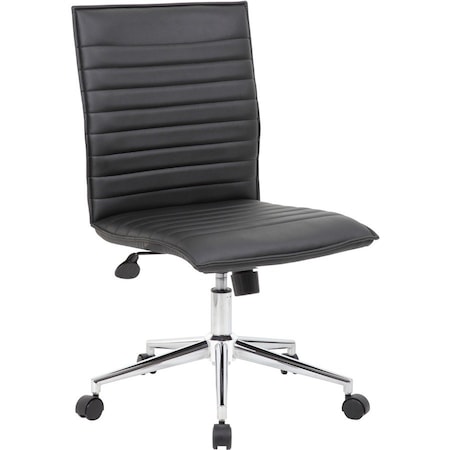 Boss B9533C Task Chair, Black Back, 20 in W 26" L 38-1/2" H, Armless, Vinyl Seat B9534C-BK