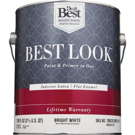 Do It Best Best Look Latex Premium Paint & Primer In One Flat Enamel Interior Wall Paint Bright Wht 1 Gal. HW36W0726-16