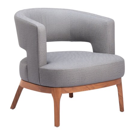 Homeroots 27" Slate Gray And Brown Faux Leather Arm Chair 556466