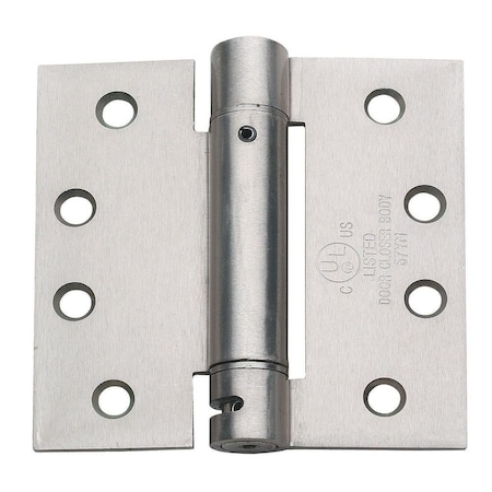 Global Door Controls 4 in. x 4 in. Brushed Chrome Spring Full Mortise Square Corner Door Hinge with Fixed Pin CPS4040-US15-M