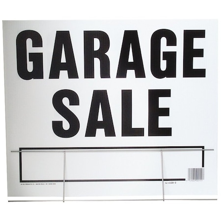 Hy-Ko Lawn Sign, Garage Sale, Black Legend, Plastic, 24 in W x 19 in H Dimensions LGS-2