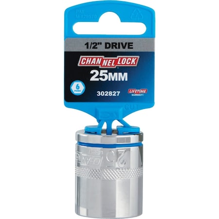 Channellock 1/2'' Drive 25 mm 6-Point Shallow Metric Socket 302827
