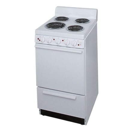 Premier Electric Range, Individual Signal Lights, 20 inW x 40 inH x 24.5 inD, 2.42 cu. Ft., Coil Top, White 805691