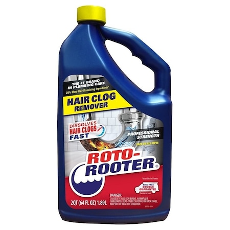 Roto-Rooter Hair Clog Remover, Liquid, Characteristic, 64 oz 351405