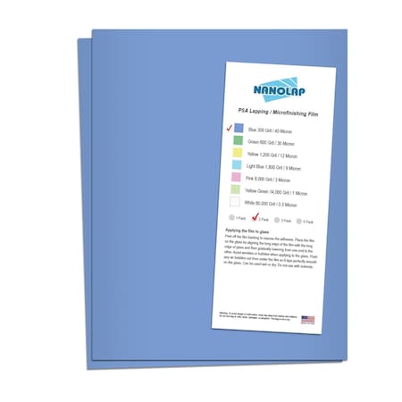 Nanolap PSA Lapping Film, 2 Pc 40 Micron (300Grit), 8-0.5 in x 11 in Microfinishing Fine Sanding Paper 61605N