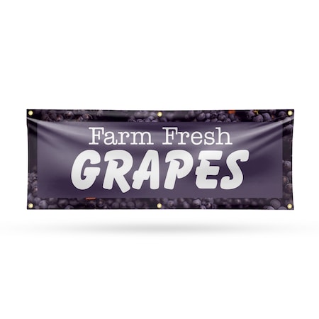 Signmission Farm Fresh Grapes, 24 Inch x 72 Inch, Vinyl Banner B-72-30594