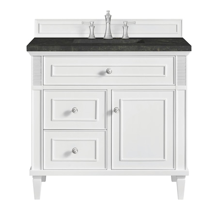 James Martin Vanities Lorelai 36" Single Vanity, Bright White, w/ 3 CM Phantome Eclos Top 424-V36-BW-3PHT