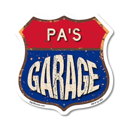 Signmission Pa's Garage, 12 Inch X 12 Inch, Plastic Sign SHI-P-12-383-PA