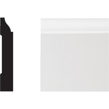 Royal 5/8'' W.x3-1/4'' H.x12 ' L. Wht PVC Colonial Base Molding 5104052