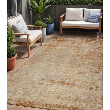 Homeroots 5' X 8' Copper And Terra Cotta Abstract Washable Indoor Outdoor Area Rug 605579