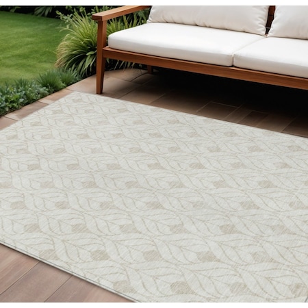 Homeroots 8' X 10' Ivory And Beige Geometric Washable Indoor Outdoor Area Rug 595748