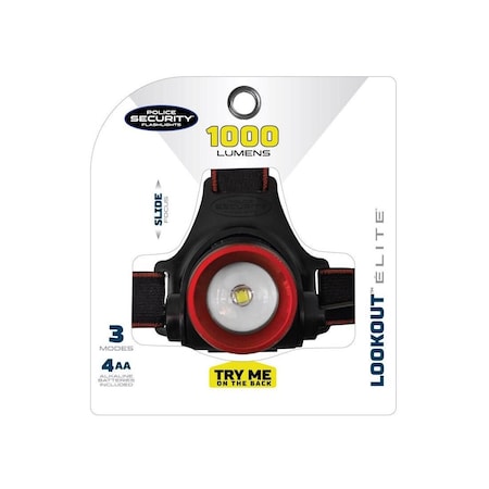 Police Security Flashlights Lookout Ultra-Bright LED Headlamp, 1000 Lumens, 3 Modes Black 98070 LOOKOUT