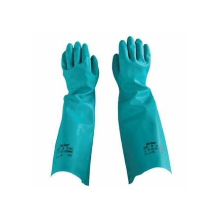 Alphatec Solvex 37-185 Nitrile Gloves, Gauntlet Cuff, Unlined, Size 9, Green, 22 mil, 12PK 012-37-185-9