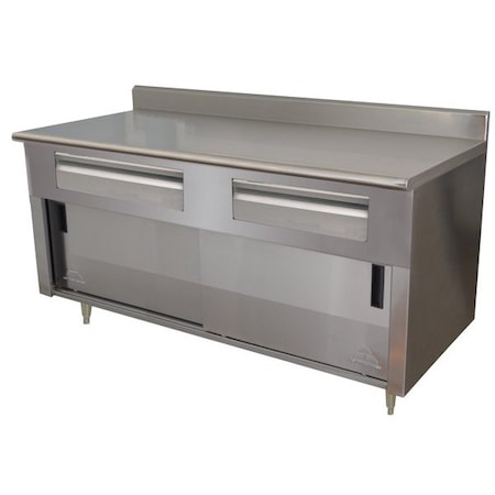 Advance Tabco Back Splash Table-Hinged Doors -Drawers SDRC-306