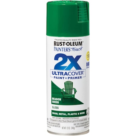 Rust-Oleum Spray Paint, Meadow Green, Gloss, Solvent, 12 Oz 334039