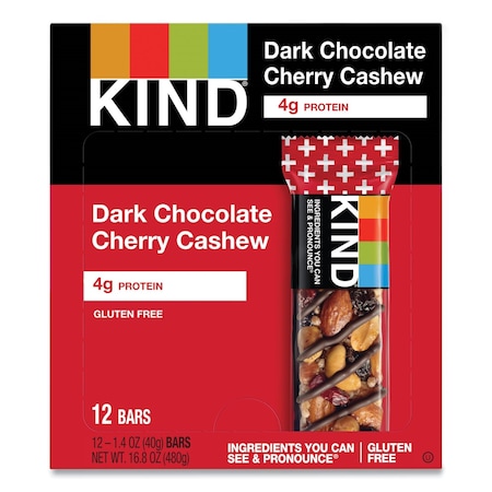 Kind Plus Nutrition Boost Bar, Dk ChocolateCherryCashew/Antioxidants, 1.4 oz Bar, 12PK 17250