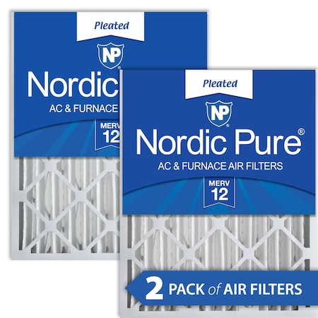 Nordic Pure 12x24x4 Pleated Air Filter, High Capacity, Electrostatically Charged Synthetic Media, MERV 12, 2 PK 12x24x4M12-2