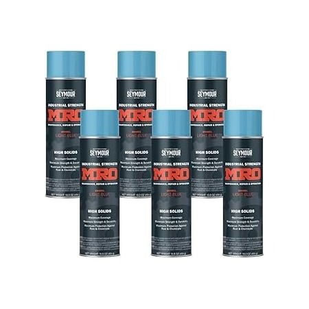 Seymour Midwest MRO Industrial High-Solids Spray Paint, Light Blue, 16 oz, 6PK 6201425