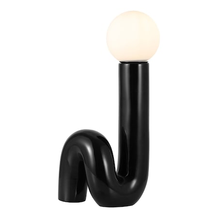 Jonathan Y Katya 18" Scandinavian Minimalist Ceramic Spiral Tube LED Table Lamp, Black JYL5500B