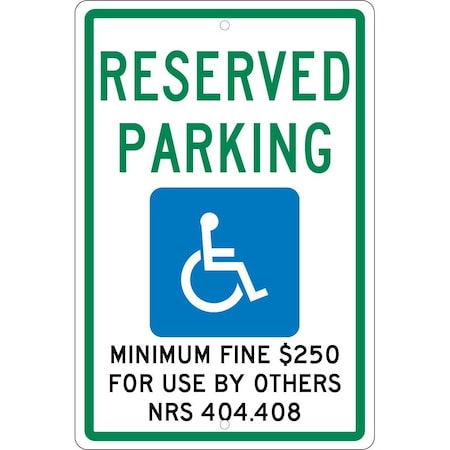 Nmc State Handicapped Reserved Parking Sign Nevada, TMS323H TMS323H