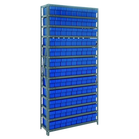 Quantum Storage Systems 13 SHELF OPEN UNIT W/108 BLUE BINS 1275-501BL