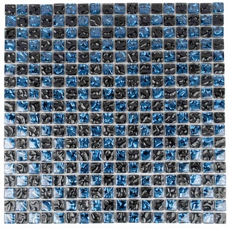 Apollo Tile Blue Black 11.7 in x 11.7 in Glass Glossy Floor and Wall Mosaic Tile 4.75 sqft/case, 5PK APLPST88053A
