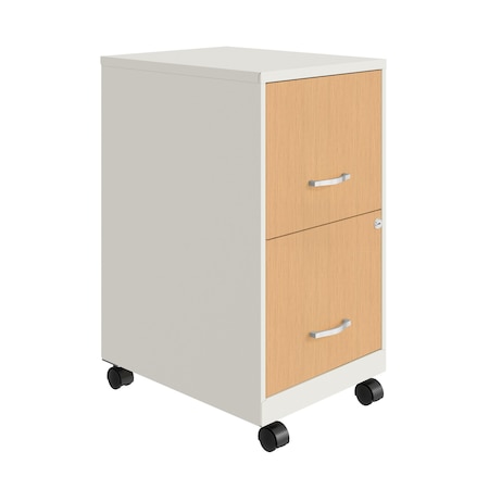 Space Solutions 14.25 in W 2 Drawer Mobile File Cabinet, Pearl White / Platinum Oak 25854