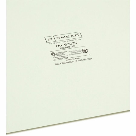 Smead 100 Recycled Filing Guides with Vertical ExtraWide Blank Tab, Gray, 25PK SMD63276