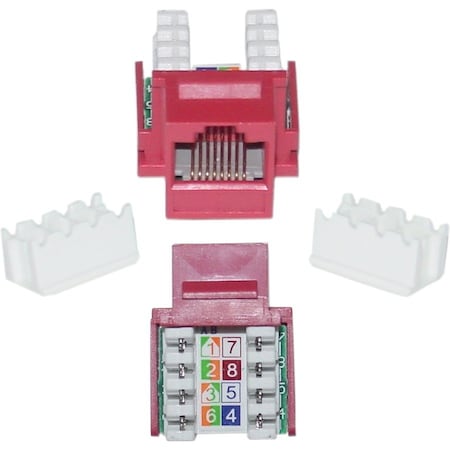 Cable Wholesale Slimline Cat6 Keystone Jack, Red, RJ45 Female to 110 Punch Down 326-120RD