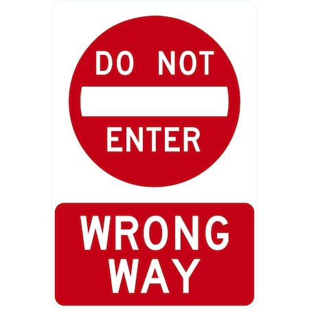 Lyle Wrong Way with Do Not Enter Symbol, 24x36, Engineer Grade, White G-14253-EG_24x36
