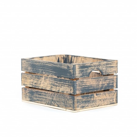 Homeroots 9" Organic Charcoal and Natural Distressed Wood Stacking Milk Crate 471954
