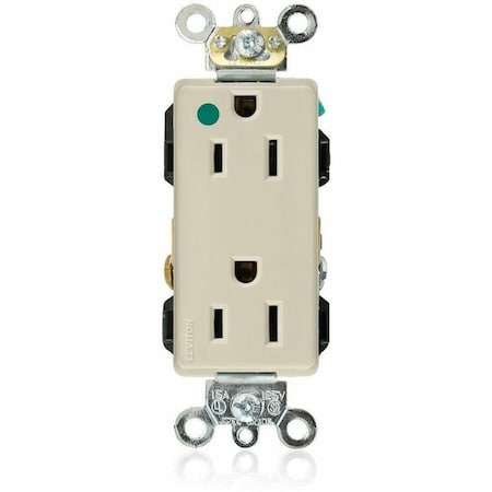 Leviton Hospital Grade Decora Receptacle, 15 Amp, 125 Volt 16262-HGI