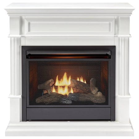 Duluth Forge Ventless Natural Gas Fireplace With Mantel - 26,000 BTU, Remote Control, White Finish DFS-300NR-3WT