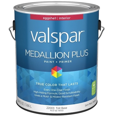 Valspar Medallion Plus 2200 Latex Paint, Acrylic Base, Eggshell Sheen, Tint Base, 1 gal 028.0022003.007