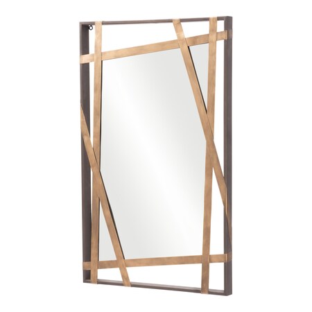 Homeroots 32" Gold And Black Steel Framed Accent Mirror 524078