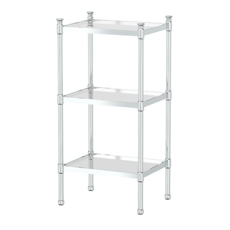Gatco Rectangular 3-Tier Glass Taboret, Chrome 1351
