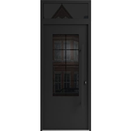 Vdomdoors Aluminum Door Iron 0101 Black Entry Steel Metal Classic Painted 36 x 94 (36 x 80+14)-Left Inswing IRON0101EXD-BLK-W36xH80+14-LH-I