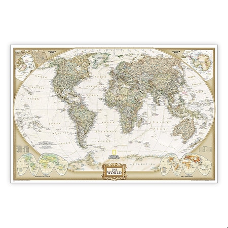 National Geographic World Executive Map, Poster Size and Laminated, 36'' x 24'' RE01020376
