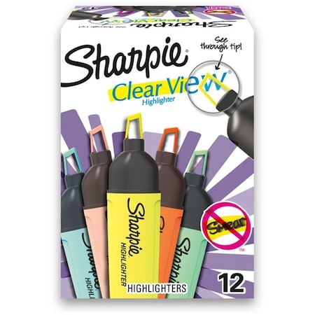 Sharpe Manufacturing Sharpie  Clear View Highlighter, Assorted Color, 12PK SAN2149296